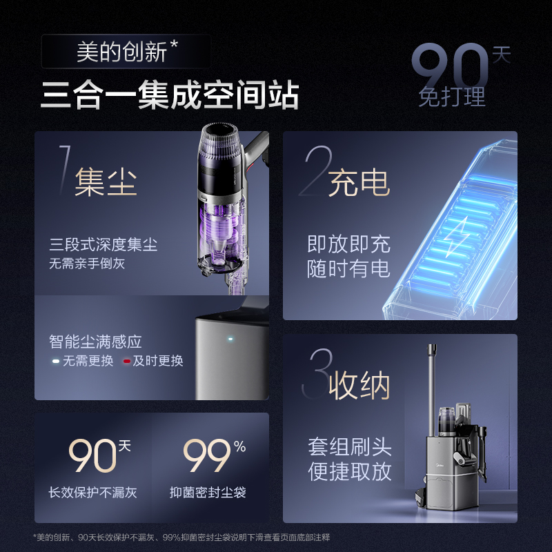 【补贴15%】美的吸尘器Q9sation家用无线自集尘大吸力强力吸尘机