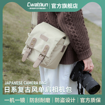 Cwatcun Hong Kong Brand Day family retro wind single Anti-single shoulder camera bag Men and women suitable for Fuji xt30 Canon R50 Nikon Sony zve10 Photography Package