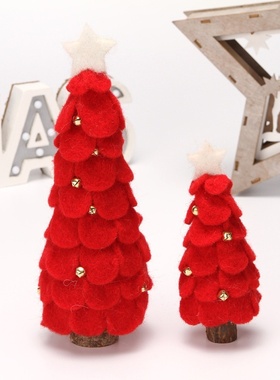 新款创意圣诞节毛毡铃铛圣诞树装饰品 家居橱窗圣诞饰品桌面摆件