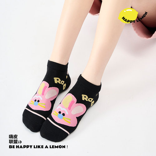 粉色袜子女夏季薄款短袜浅口低帮潮牌隐形船袜ins潮短筒学生棉袜 - 图0