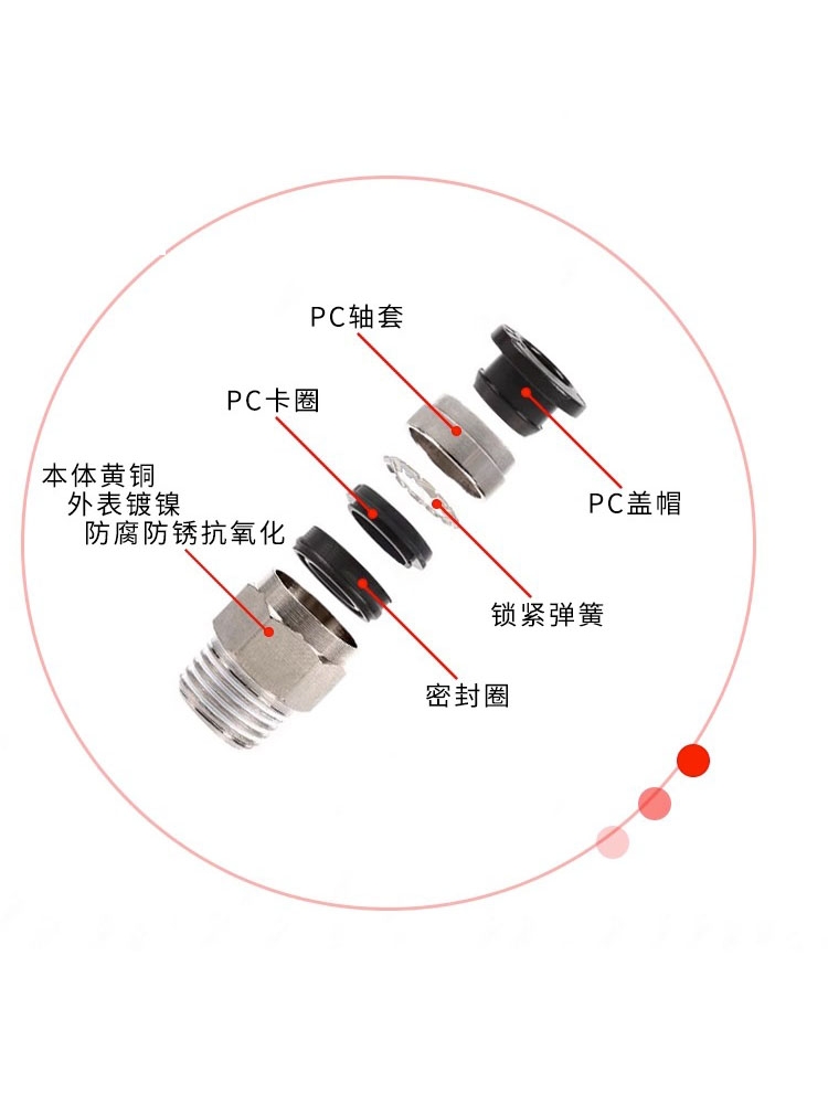 快速接头PC8-02螺纹直通M5气管快插PL6-01弯头10-03水嘴12-04气动