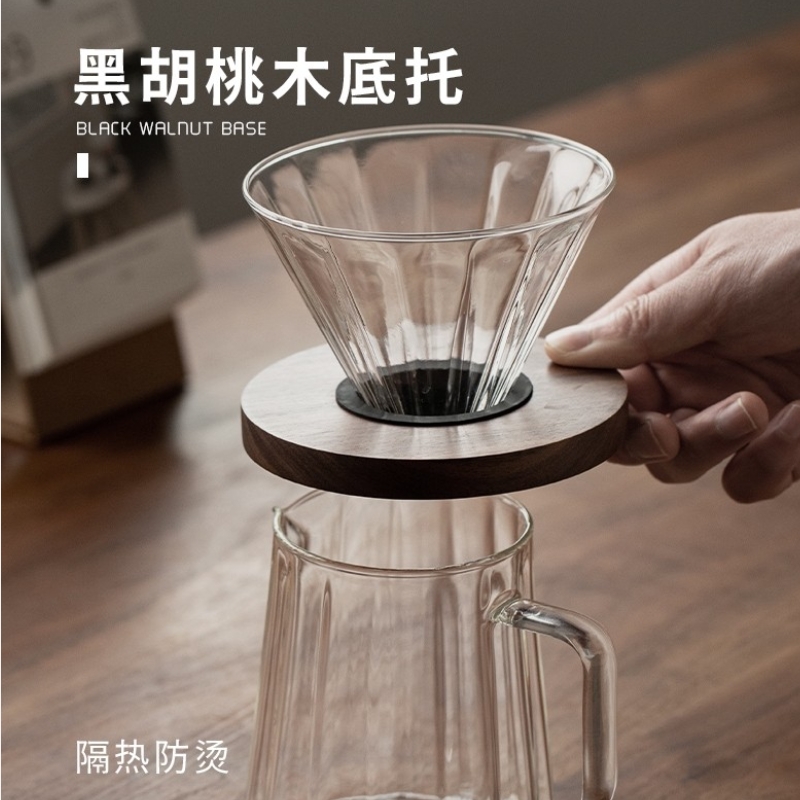 VANDROOP 咖啡滤杯 手冲v60专业黑胡桃木冲泡分享壶全套咖啡器具 - 图2