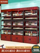 Red Wine Cabinet Show Shelves Supermarket Liquor Store Liquor Store Floor Cabinet Containing Iron Art Shelving Shelf Wine Rack Wine Rack