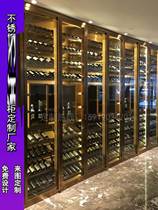 Hotel Stainless Steel Wine Cabinet Home Living Room New Chinese Style Thermostatic Wine Cabinet Basement Wine Cellar Red Wine Show Shelf Customized