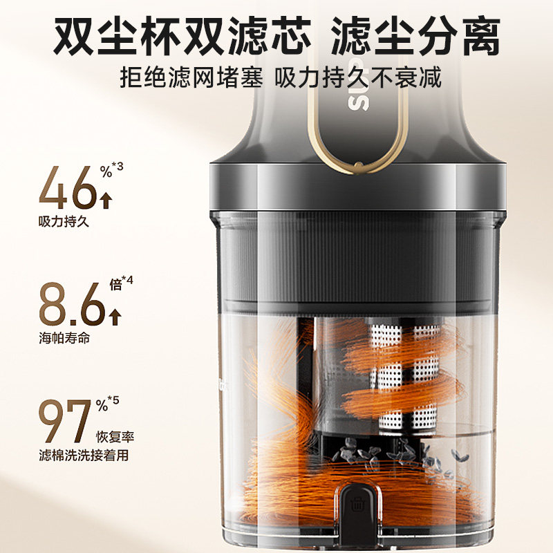 苏泊尔无线吸尘器家用大吸力手持轻量低音地毯猫毛宠物吸尘机C10P