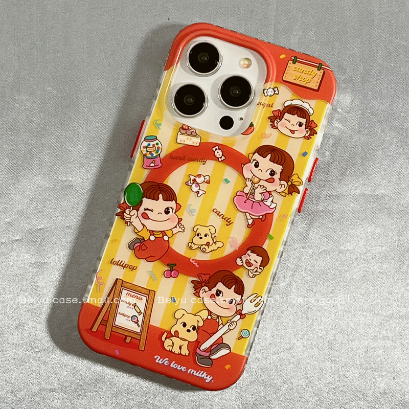 可爱不二家牛奶妹适用苹果16手机壳带磁吸支架iphone15promax新款15pro小众14Promax硅胶13卡通14pro防摔套女