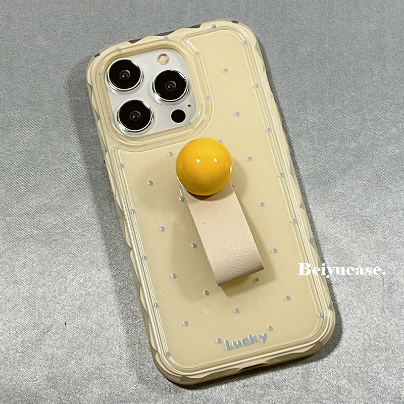 ins简约波点圆球指环扣适用苹果15promax手机壳少女心iPhone14新款15pro小众11硅胶13女12创意14pro防摔套软