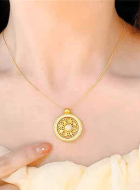 中国风旋转八宝罗盘吊坠项链