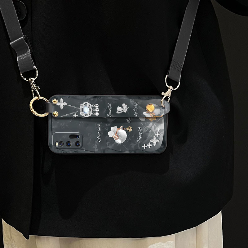 适用于iqoo3手机壳V1955A超薄时尚iqo3潮iq3防摔全包背带保护套简约女款新液态腕带支架软壳个性网红幸运福袋 - 图1