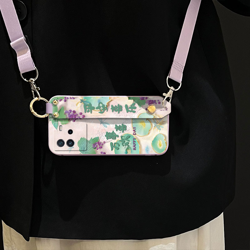 适用vivoT2手机壳t2x液态腕带支架V2199GA简约v0vivt2x高级感创意个性全包背带软壳保护套防摔直边磨砂男女款 - 图1