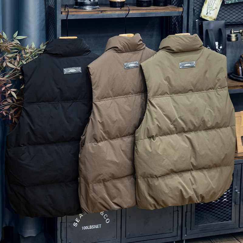 宇透鸭绒立领工装羽绒马甲男冬季新款宽松加厚保暖美式坎肩背心潮,淘宝优惠券,粉丝福利购,淘宝优惠卷