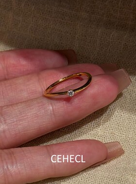 金色mini钻素圈戒指女极细款指环