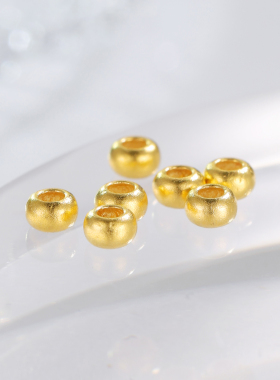 【金微赚】J算盘珠子隔珠男女diy手串散珠足金999隔片黄金转运珠