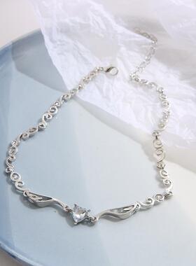 Single diamond love wing clavicle chain for women choker项链