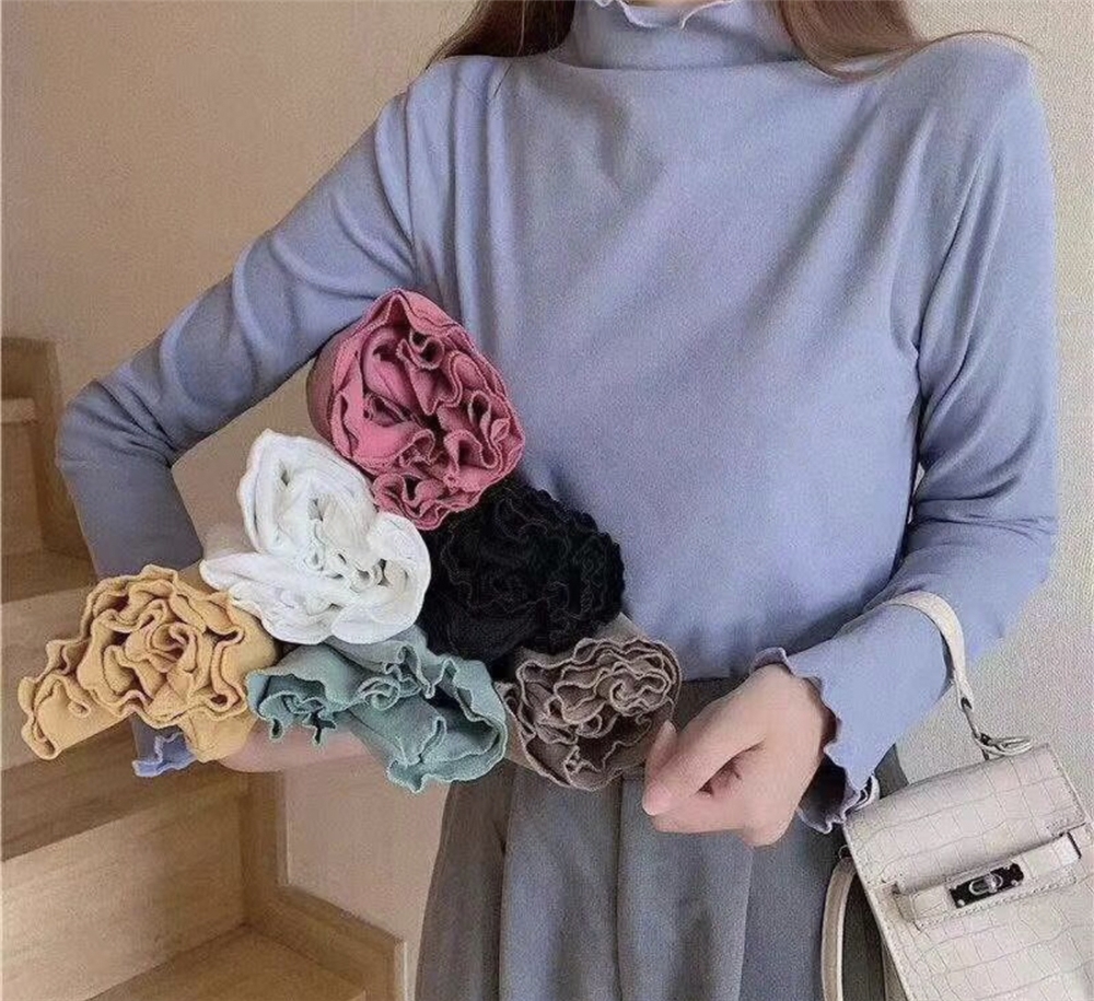 双面绒高级穿搭德绒高领木耳边百搭打底衫