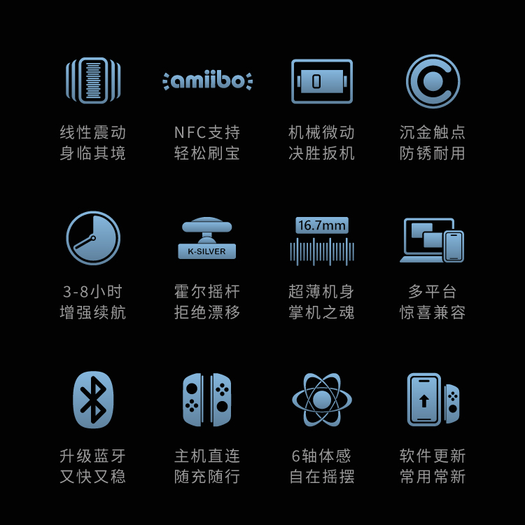 友拟JoySlimPro手柄HD震动霍尔摇杆Switch机械按键NFC无线体感-图0