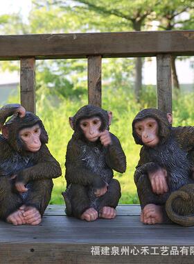 户外花庭院园仿真摆猴子件公园绿地动物雕塑林园景观猴子家居装饰