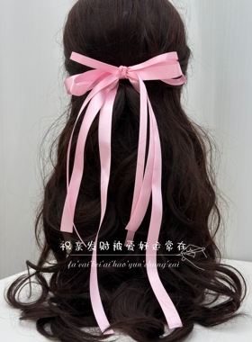 墨绿色蝴蝶结飘带发夹甜美少女心氛围感拍照头饰表演出应援发饰品