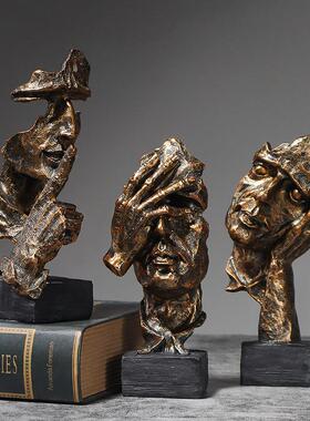 复古沉默是沉默是金金沉者思雕塑店柜台门店装厅饰品客卧室铺玄关