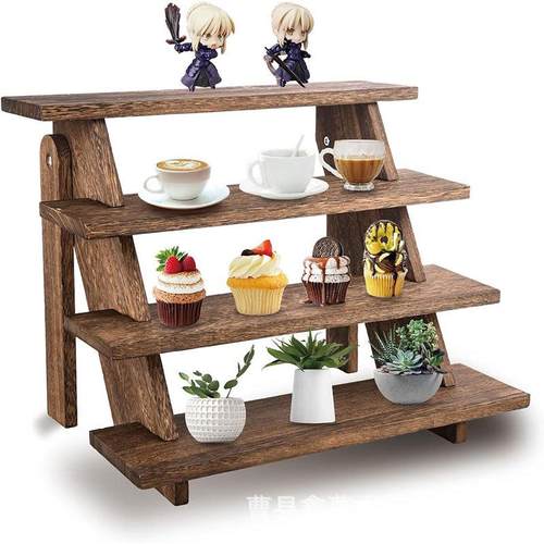 现货木质多层置物架松木展示架桌面储物收纳架木质阶梯植物花架 - 图1