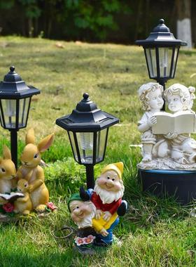 新款园林太阳能发光灯小狗脂摆件花园装饰品雕塑树脂工艺礼品