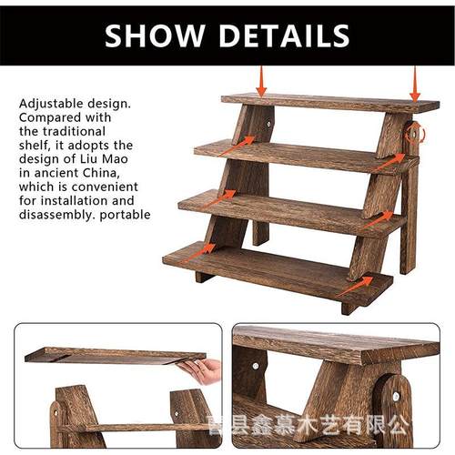 现货木质多层置物架松木展示架桌面储物收纳架木质阶梯植物花架 - 图0