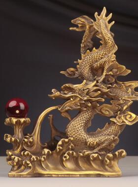 铜神龙吐珠铜神龙戏珠龙家居XHB店铺龙摆件汉龙戏珠龙