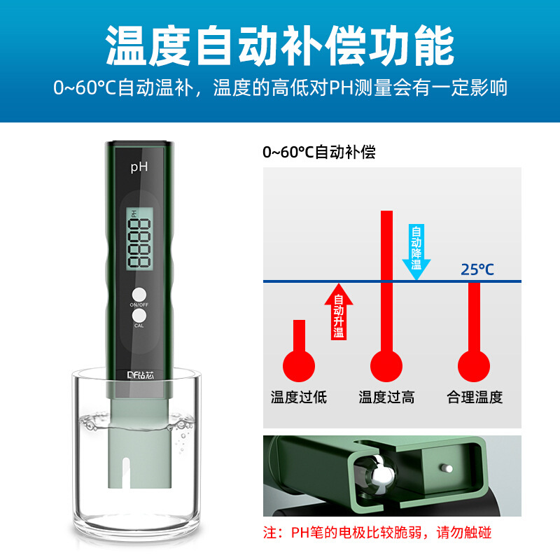 钻芯PH测试笔便携式PH计meter酸度计鱼缸水产ph检测笔分析仪器-图1