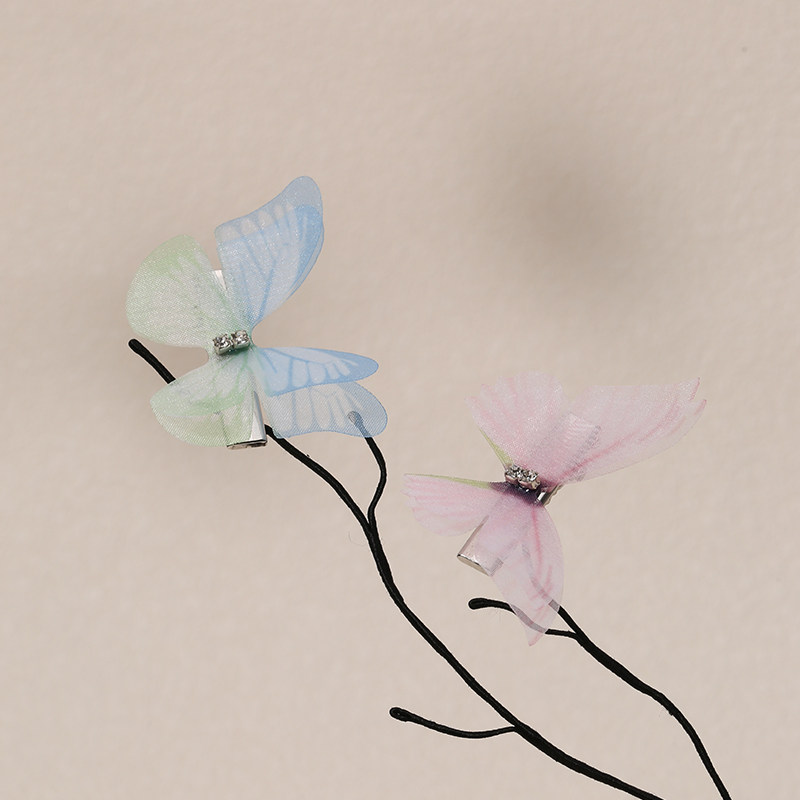 汉服配饰女渐变双层绢纱小蝴蝶发夹古风仙气古装头饰高级感边夹,淘宝优惠券,粉丝福利购,淘宝优惠卷