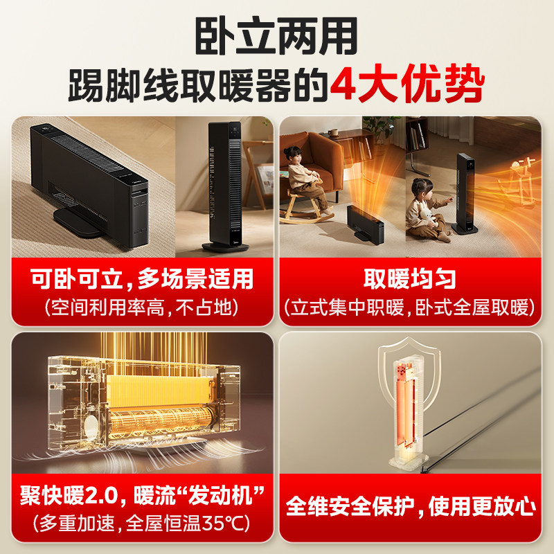 美的石墨烯暖风机踢脚线取暖器家用神器大面积电暖气电暖器25新款,淘宝优惠券,粉丝福利购,淘宝优惠卷