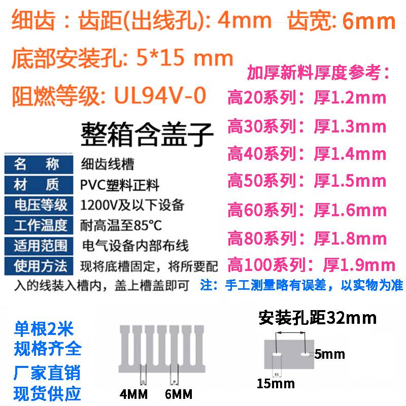 新灰色PVC塑料细齿 密牙 阻燃绝缘配电柜走加厚新料 明装开口行促 - 图2