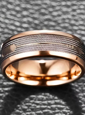 跨境2025新款玫瑰金男士简约戒指热销欧美元素设计潮流饰品