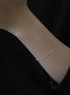 925纯银镀14k金色水波纹手链女麻花裸链简单扭花链百搭纤细素