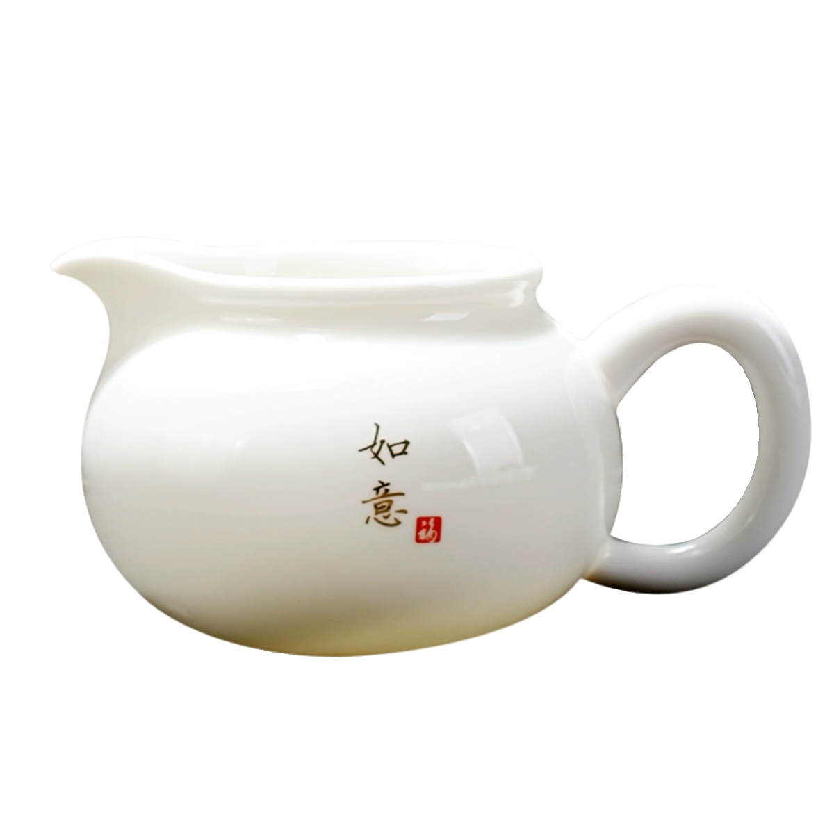 羊脂玉瓷公道杯陶瓷一体茶漏带把茶海三件套白瓷防烫公杯分茶器,淘宝优惠券,粉丝福利购,淘宝优惠卷