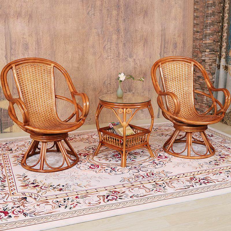 阳台户外桌椅藤编椅子休闲家用高背旋转藤椅360度腾椅藤椅三件套,淘宝优惠券,粉丝福利购,淘宝优惠卷
