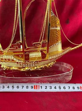 金属帆船一帆风顺镶钻船半月船创意礼品办公室家居摆件馈赠