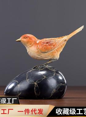 黄铜喜鹊东来黑色石头鸟家居礼品办公室办公桌茶室商务礼品摆设