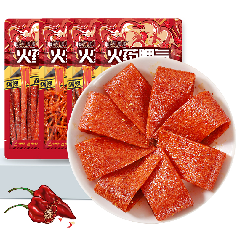 拍2件火药脾气辣条辣丝辣片辣棒麻辣零食