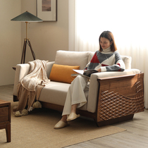 North American Black Walnuts Solid Wood Living Room Book Room Carvings Crafts Log Sofa High Bounce Sponge Backrest Encrypted Platoon Skeleton