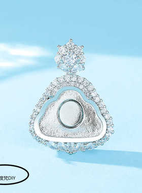925镀银满钻铜吊坠空托diy佛公托