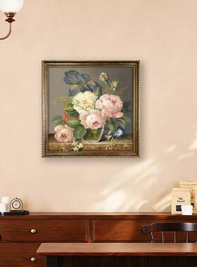 中古法素雅花卉版画相框一件起定复古麻花框家居软装装饰挂框