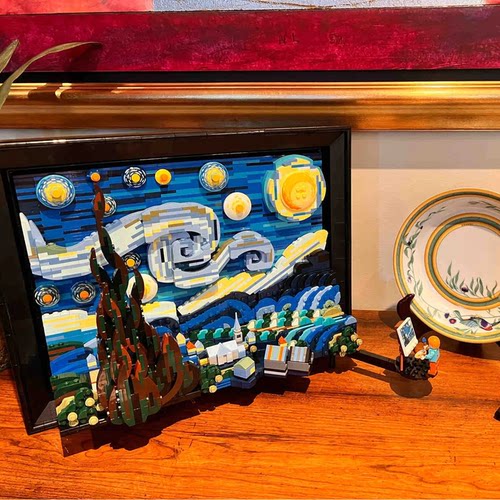 梵高星月夜送女孩手工diy高级感礼物积木玩具3D立体拼图油画摆件 - 图1