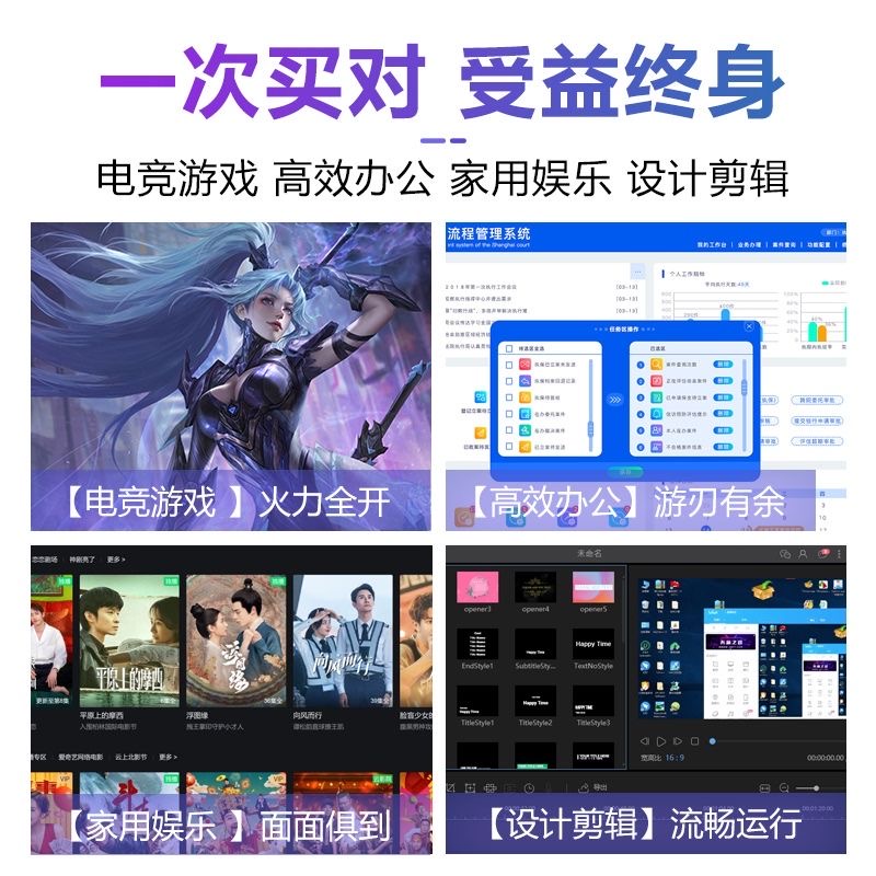 一体机电脑酷睿四核i3i5i7学习办公游戏设计独显高配电脑全套整机