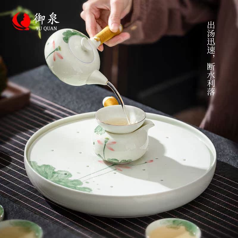 简约陶瓷功夫茶具套装家用整套轻奢茶壶茶杯盖碗办公室中式-图1