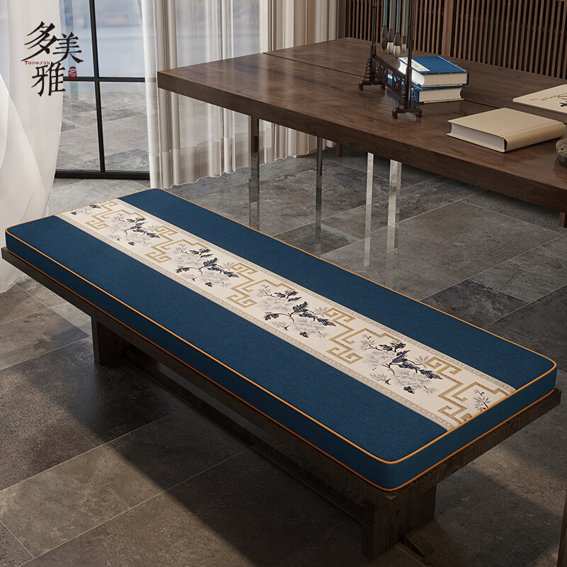 新中式可定制长凳坐垫红木椅垫长方形实木沙发座垫加厚板凳长条垫