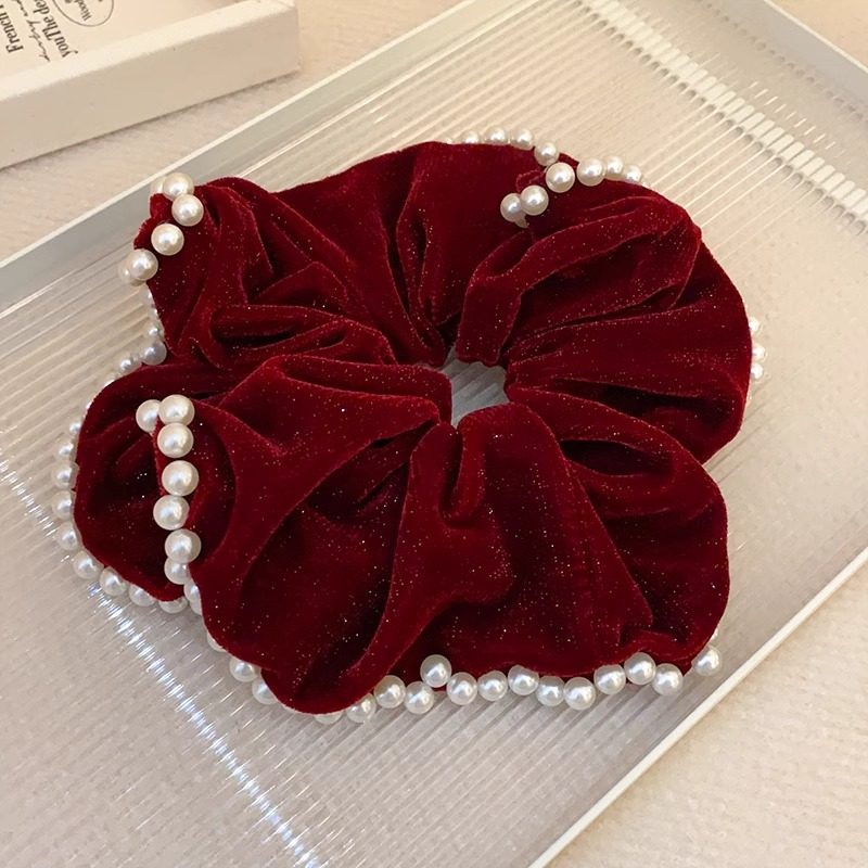 法式优雅珍珠丝绒气质大肠发圈女高级感扎发皮筋高低马尾发绳头饰,淘宝优惠券,粉丝福利购,淘宝优惠卷