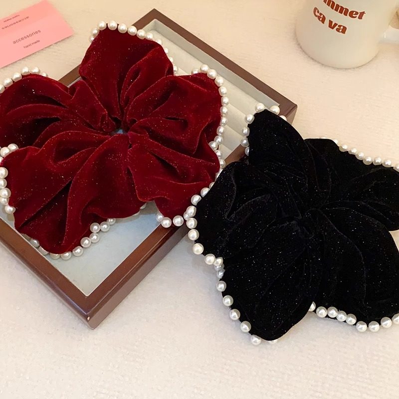 法式优雅珍珠丝绒气质大肠发圈女高级感扎发皮筋高低马尾发绳头饰,淘宝优惠券,粉丝福利购,淘宝优惠卷