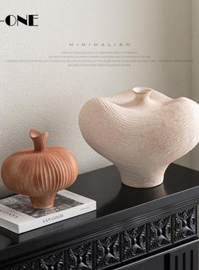 侘寂风复古做旧陶瓷花瓶高级感中古样板间书房玄关装饰花器摆件