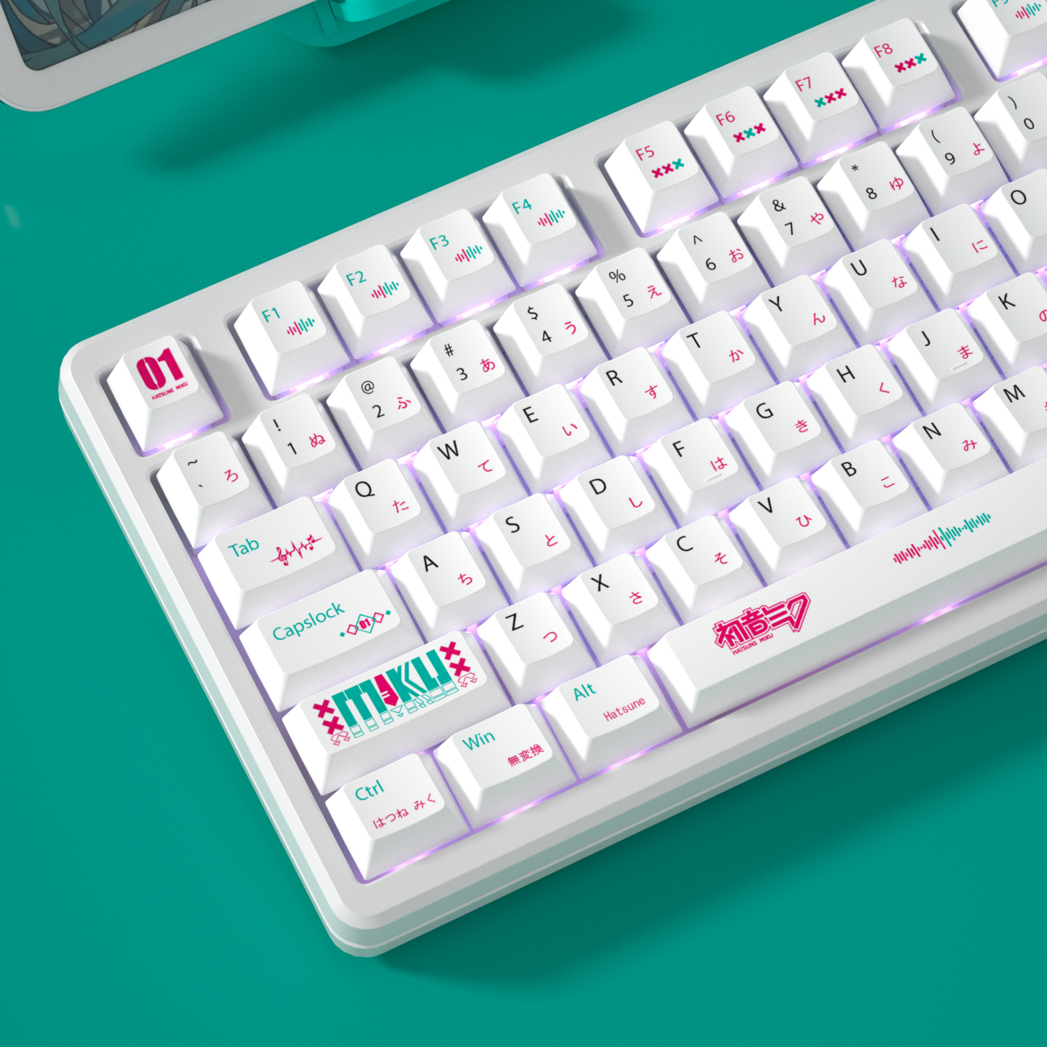 明月清风 初音未来原厂PBT大全套主题机械键盘键帽EV63迈丛ACE68 - 图1