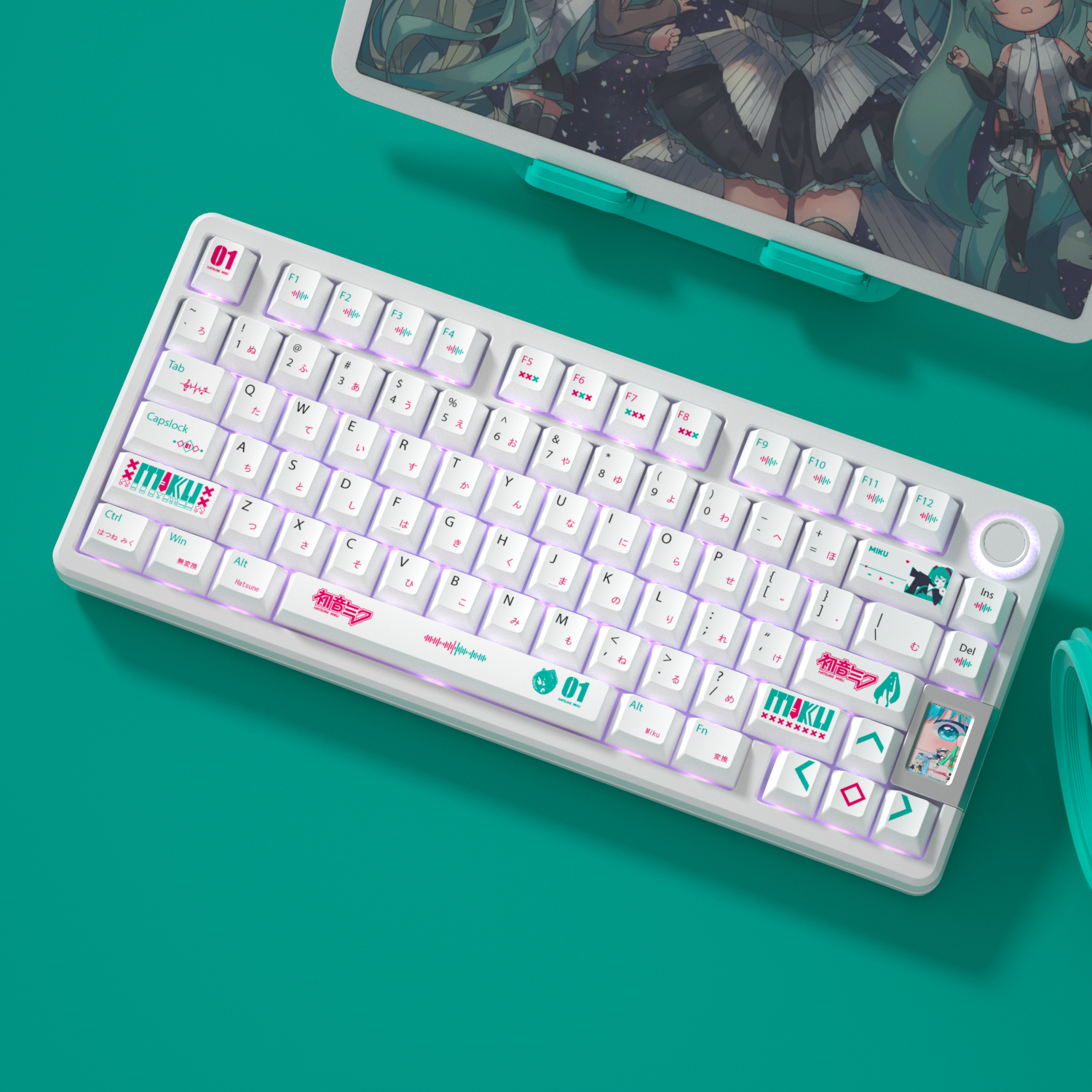 明月清风 初音未来原厂PBT大全套主题机械键盘键帽EV63迈丛ACE68 - 图2